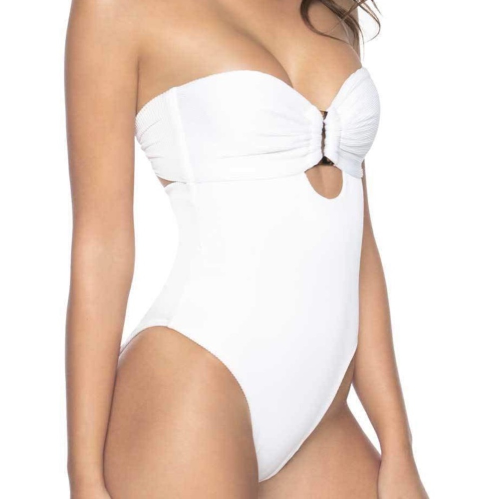 PilyQ White Pearl Strapless One Piece Swimsuit